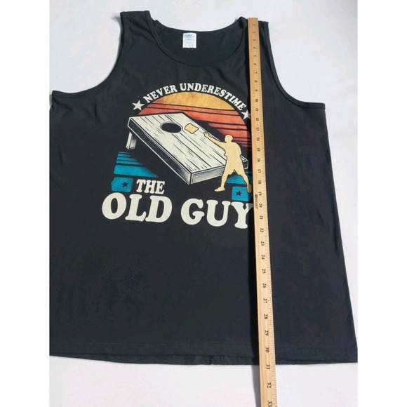 Port Company Never underestime The old Guy Graphic Tank Top Men's XL Black - Picture 3 of 6